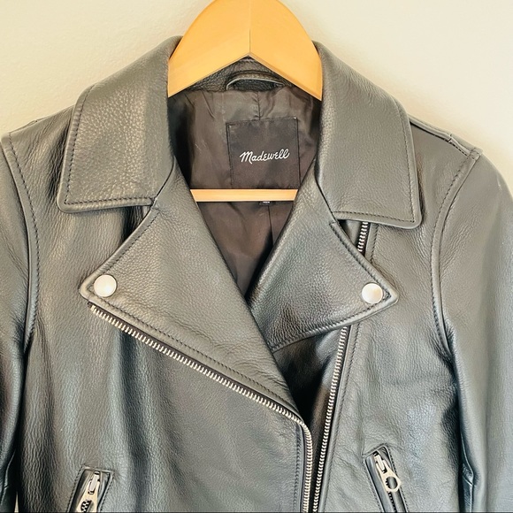 Madewell black leather motorcycle jacket - Picture 10 of 14